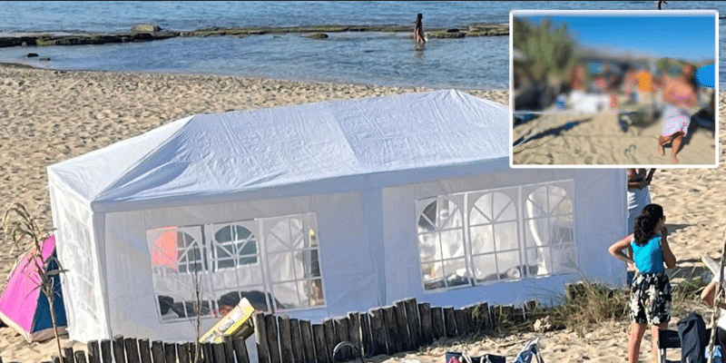 Installano maxi tenda in riva al mare: arrivano i carabinieri e