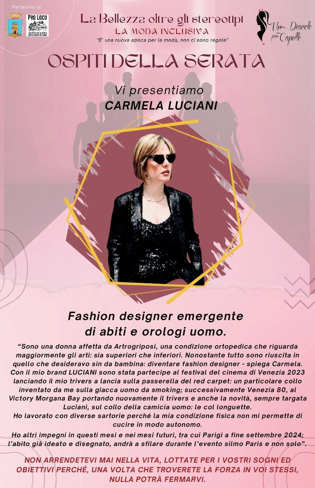 Carmela Luciani: "La Bellezza Oltre gli Stereotipi. Una Sfilata contro le discriminazioni di genere"