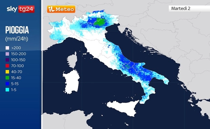 Meteo: la mappa delle Regioni colpite da pioggia e grandine