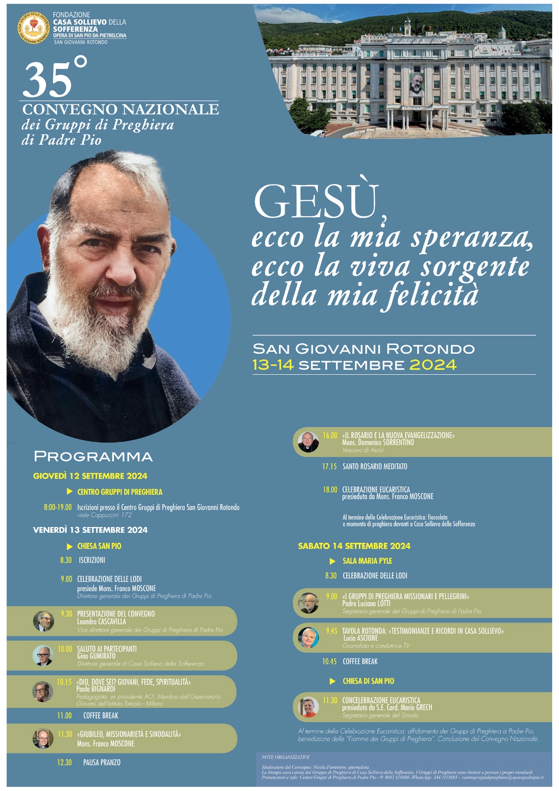 Venerdì il via al 35° Convegno Nazionale dei Gruppi di Preghiera di Padre Pio