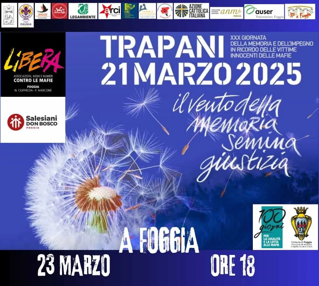 Foggia celebra la 30esima Giornata della Memoria e dell’Impegno contro le vittime delle mafie